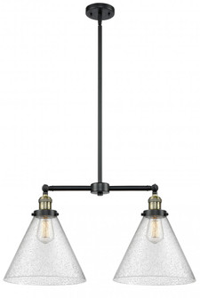 Cone - 2 Light - 21 inch - Black Antique Brass - Stem Hung - Adjustable Island Light (3442|209-BAB-G44-L-LED)