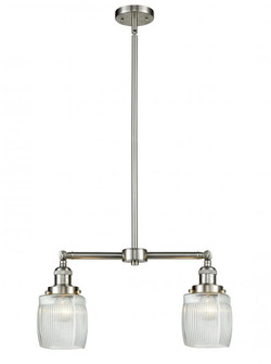 Colton - 2 Light - 22 inch - Brushed Satin Nickel - Stem Hung - Adjustable Island Light (3442|209-SN-G302-LED)