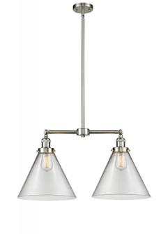 Cone - 2 Light - 21 inch - Brushed Satin Nickel - Stem Hung - Adjustable Island Light (3442|209-SN-G42-L)