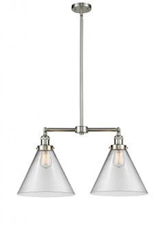 Cone - 2 Light - 21 inch - Brushed Satin Nickel - Stem Hung - Adjustable Island Light (3442|209-SN-G42-L-LED)