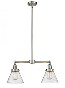 Cone - 2 Light - 21 inch - Brushed Satin Nickel - Stem Hung - Adjustable Island Light (3442|209-SN-G44)