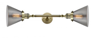 Cone - 2 Light - 8 inch - Antique Brass - Adjustable Bath Vanity Light (3442|208L-AB-G43-LED)