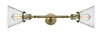 Cone - 2 Light - 8 inch - Antique Brass - Adjustable Bath Vanity Light (3442|208L-AB-G44-LED)