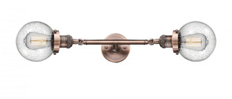 Beacon - 2 Light - 6 inch - Antique Copper - Adjustable Bath Vanity Light (3442|208L-AC-G204-6)