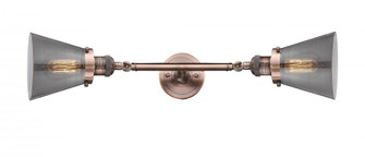 Cone - 2 Light - 6 inch - Antique Copper - Adjustable Bath Vanity Light (3442|208L-AC-G63-LED)