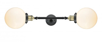 Beacon - 2 Light - 8 inch - Black Antique Brass - Adjustable Bath Vanity Light (3442|208L-BAB-G201-8-LED)