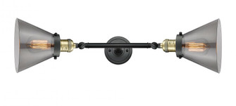Cone - 2 Light - 8 inch - Black Antique Brass - Adjustable Bath Vanity Light (3442|208L-BAB-G43-LED)