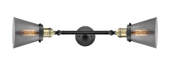 Cone - 2 Light - 6 inch - Black Antique Brass - Adjustable Bath Vanity Light (3442|208L-BAB-G63-LED)