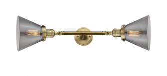 Cone - 2 Light - 8 inch - Brushed Brass - Adjustable Bath Vanity Light (3442|208L-BB-G43)