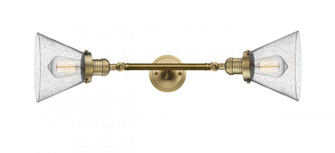 Cone - 2 Light - 8 inch - Brushed Brass - Adjustable Bath Vanity Light (3442|208L-BB-G44-LED)
