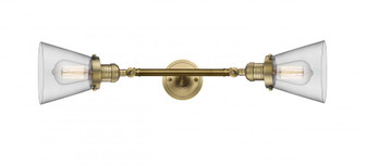 Cone - 2 Light - 6 inch - Brushed Brass - Adjustable Bath Vanity Light (3442|208L-BB-G62-LED)