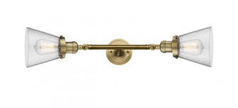 Cone - 2 Light - 6 inch - Brushed Brass - Adjustable Bath Vanity Light (3442|208L-BB-G64-LED)