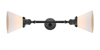 Cone - 2 Light - 8 inch - Matte Black - Adjustable Bath Vanity Light (3442|208L-BK-G41)