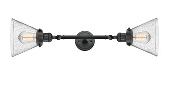 Cone - 2 Light - 8 inch - Matte Black - Adjustable Bath Vanity Light (3442|208L-BK-G44-LED)