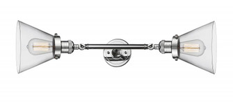 Cone - 2 Light - 8 inch - Polished Chrome - Adjustable Bath Vanity Light (3442|208L-PC-G42-LED)