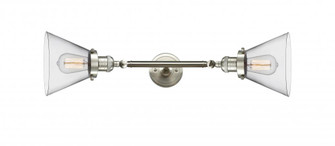 Cone - 2 Light - 8 inch - Brushed Satin Nickel - Adjustable Bath Vanity Light (3442|208L-SN-G42-LED)