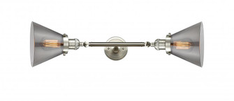 Cone - 2 Light - 8 inch - Brushed Satin Nickel - Adjustable Bath Vanity Light (3442|208L-SN-G43-LED)