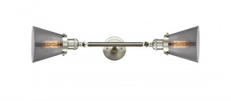 Cone - 2 Light - 6 inch - Brushed Satin Nickel - Adjustable Bath Vanity Light (3442|208L-SN-G63)