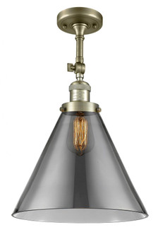 Cone - 1 Light - 12 inch - Antique Brass - Adjustable Semi-Flush Mount (3442|201F-AB-G43-L-LED)