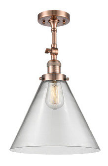 Cone - 1 Light - 12 inch - Antique Copper - Adjustable Semi-Flush Mount (3442|201F-AC-G42-L)