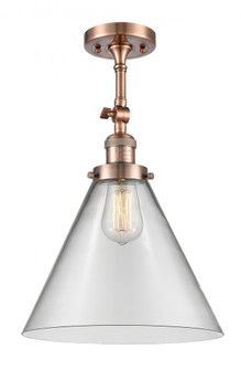 Cone - 1 Light - 12 inch - Antique Copper - Adjustable Semi-Flush Mount (3442|201F-AC-G42-L-LED)