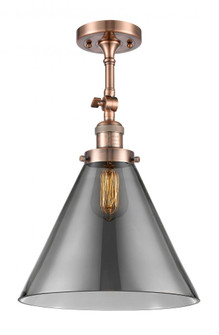 Cone - 1 Light - 12 inch - Antique Copper - Adjustable Semi-Flush Mount (3442|201F-AC-G43-L-LED)