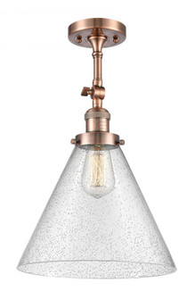 Cone - 1 Light - 12 inch - Antique Copper - Adjustable Semi-Flush Mount (3442|201F-AC-G44-L-LED)