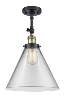 Cone - 1 Light - 12 inch - Black Antique Brass - Adjustable Semi-Flush Mount (3442|201F-BAB-G42-L-LED)