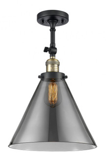 Cone - 1 Light - 12 inch - Black Antique Brass - Adjustable Semi-Flush Mount (3442|201F-BAB-G43-L-LED)
