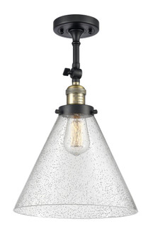 Cone - 1 Light - 12 inch - Black Antique Brass - Adjustable Semi-Flush Mount (3442|201F-BAB-G44-L)