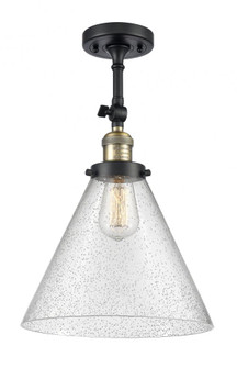 Cone - 1 Light - 12 inch - Black Antique Brass - Adjustable Semi-Flush Mount (3442|201F-BAB-G44-L-LED)