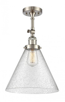 Cone - 1 Light - 12 inch - Brushed Satin Nickel - Adjustable Semi-Flush Mount (3442|201F-SN-G44-L-LED)