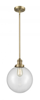 Beacon - 1 Light - 10 inch - Brushed Brass - Stem Hung - Mini Pendant (3442|201S-BB-G202-10-LED)