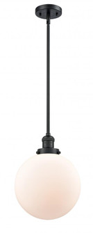 Beacon - 1 Light - 10 inch - Matte Black - Stem Hung - Mini Pendant (3442|201S-BK-G201-10-LED)