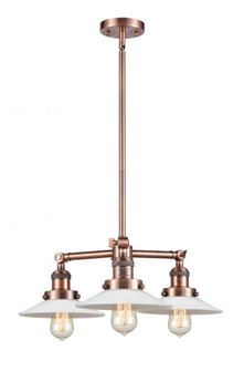Halophane - 3 Light - 22 inch - Antique Copper - Stem Hung - Chandelier (3442|207-AC-G1-LED)