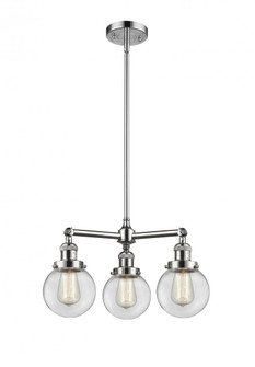Beacon - 3 Light - 19 inch - Polished Chrome - Stem Hung - Chandelier (3442|207-PC-G202-6-LED)