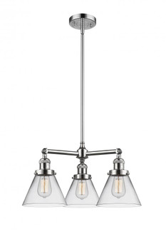 Cone - 3 Light - 22 inch - Polished Chrome - Stem Hung - Chandelier (3442|207-PC-G42)