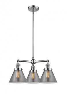 Cone - 3 Light - 22 inch - Polished Chrome - Stem Hung - Chandelier (3442|207-PC-G43)