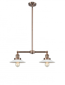Halophane - 2 Light - 21 inch - Antique Copper - Stem Hung - Adjustable Island Light (3442|209-AC-G1-LED)