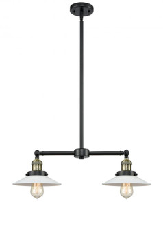 Halophane - 2 Light - 21 inch - Black Antique Brass - Stem Hung - Adjustable Island Light (3442|209-BAB-G1-LED)