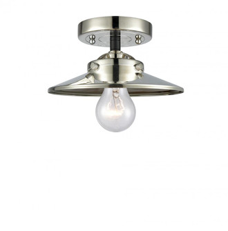 Railroad - 1 Light - 8 inch - Black Polished Nickel - Semi-Flush Mount (3442|284-1C-BPN-M1-PN-LED)