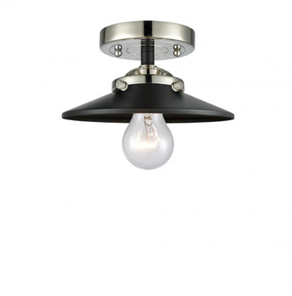 Railroad - 1 Light - 8 inch - Black Polished Nickel - Semi-Flush Mount (3442|284-1C-BPN-M6-BK-LED)
