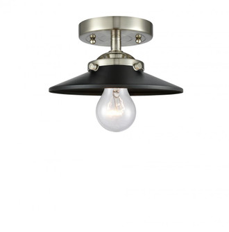 Railroad - 1 Light - 8 inch - Brushed Satin Nickel - Semi-Flush Mount (3442|284-1C-SN-M6-BK-LED)