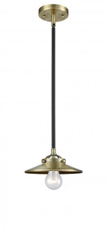 Railroad - 1 Light - 8 inch - Black Antique Brass - Stem hung - Mini Pendant (3442|284-1S-BAB-M4-AB-LED)