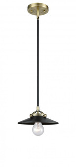 Railroad - 1 Light - 8 inch - Black Antique Brass - Stem hung - Mini Pendant (3442|284-1S-BAB-M6-BK)
