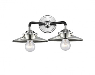 Railroad - 2 Light - 16 inch - Black Polished Nickel - Bath Vanity Light (3442|284-2W-BPN-M1-PN-LED)