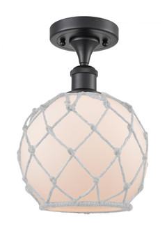 Farmhouse Rope - 1 Light - 8 inch - Matte Black - Semi-Flush Mount (3442|516-1C-BK-G121-8RW)