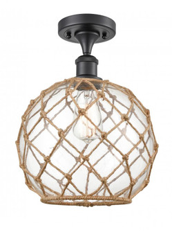 Farmhouse Rope - 1 Light - 10 inch - Matte Black - Semi-Flush Mount (3442|516-1C-BK-G122-10RB-LED)