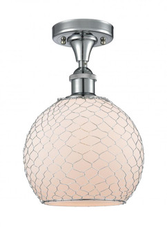 Farmhouse Chicken Wire - 1 Light - 8 inch - Polished Chrome - Semi-Flush Mount (3442|516-1C-PC-G121-8CSN)