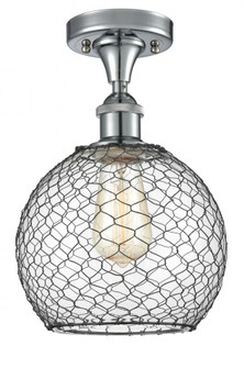 Farmhouse Chicken Wire - 1 Light - 8 inch - Polished Chrome - Semi-Flush Mount (3442|516-1C-PC-G122-8CBK)